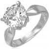 Šperky eshop - Zásnubný prsteň s veľkým čírym zirkónom v tvare srdca D18.14 - Veľkosť: 50 mm