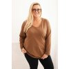 Legínovo Dámska blúzka Plus Size s lodičkovým výstrihom biela Farba: Hnedá, Veľkosť: 4XL/5XL Legínovo Dámska blúzka Plus Size s lodičkovým výstrihom biela Farba: Hnedá, Veľkosť: 4XL/5XL