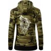 Geometria - vlk - vyjúci - Mikina dámska trendy zipper s kapucňou - L ( Zelený maskáč ) Geometria - vlk - vyjúci - Mikina dámska trendy zipper s kapucňou - L ( Zelený maskáč )