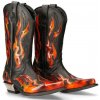 topánky kožené NEW ROCK Flame Biker (7921-S2) Black-Orange Čierna topánky kožené NEW ROCK Flame Biker (7921-S2) Black-Orange Čierna
