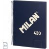MILAN Blok linajkový so špirálou A4 modrý 80 listov