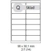Print etikety 98x38,1 mm biele 14ks (Print etikety 98x38,1 mm, biele, 14ks/A4, 100 A4/bal) Print etikety 98x38,1 mm biele 14ks (Print etikety 98x38,1 mm, biele, 14ks/A4, 100 A4/bal)