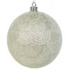 EUROFIRANY Ozdoba vianočná guľa s flitrami 10cm champagne