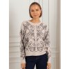 JH Fashion Paris Pletený sveter s 3D reliéfnou výšivkou Brina - béžový Veľkosť: L / XL JH Fashion Paris Pletený sveter s 3D reliéfnou výšivkou Brina - béžový Veľkosť: L / XL
