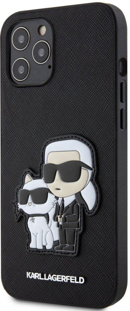 Púzdro Karl Lagerfeld PU Saffiano Karl and Choupette NFT iPhone 12 Pro Max čierne