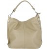 Talianske Veľká dámska kožená kabelka na plece vrecovitá Talianska taupe Ludmila
