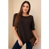 Kesi Dámsky sveter z viskózy s krátkym rukávom KE Hnedá
