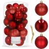 SPRINGOS Vianočné gule mix 4 5 6 cm červené 30-dielna sada