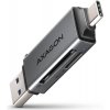 AXAGON CRE-DAC, USB-C + USB-A, 5 Gb/s - MINI čítačka kariet, 2 sloty & lun SD/microSD, podpora UHS-I Axagon AXAGON CRE-DAC, USB-C + USB-A, 5 Gb/s - MINI čítačka kariet, 2 sloty & lun SD/microSD, podpora UHS-I Axagon