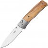 LionSteel NINI Folding knife M390 satin blade, Ti BOLSTER, OLIVE wood handle NN2 UL