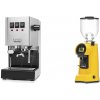 Gaggia New Classic E24 BC, stainless steel + Eureka Helios 65, yellow Gaggia New Classic E24 BC, stainless steel + Eureka Helios 65, yellow