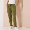 Vzdušné plátené cargo nohavice khaki 052 Blancheporte Vzdušné plátené cargo nohavice khaki 052 Blancheporte