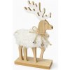 DECOLED Drevená dekorácia stojaceho jeleňa, 12,5 × 5 × 20,5 cm, biela
