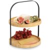 Bambusový etažér na servírovanie, 2 poschodia, čierne držadlo Bambusový etažér na servírovanie, 2 poschodia, čierne držadlo