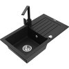 Mexen Pablo, granitový drez 752x436x161 mm, 1-komorový a čierna batéria Rita, čierna, 6510-77-670300-70 Mexen Pablo, granitový drez 752x436x161 mm, 1-komorový a čierna batéria Rita, čierna, 6510-77-670300-70