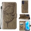 Peňaženkové kožené puzdro Embossed Butterfly na Oppo Reno 7 5G - Sivá Peňaženkové kožené puzdro Embossed Butterfly na Oppo Reno 7 5G - Sivá
