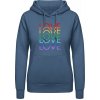 AWDis Hoodie Mikina - Dúhový dizajn - Love, Love, Love - Letecká modrá - L - Dámske AWDis Hoodie Mikina - Dúhový dizajn - Love, Love, Love - Letecká modrá - L - Dámske