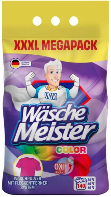 Wasche Meister Color prášok na pranie farebného prádla fólia 10,5 kg 140 PD