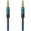 AUX modro-čierny(textil)1,5M kábel 2x3,5mm jack(E)