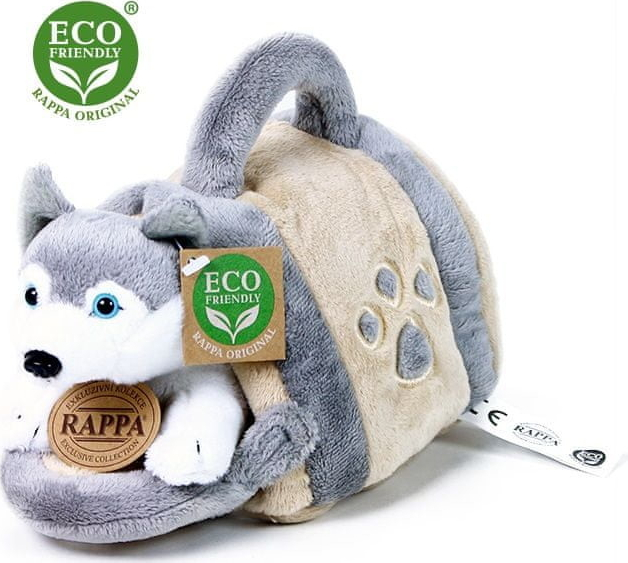 Eco-Friendly Rappa pes Husky s přepravkou 13 cm