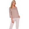 Dámske bavlnené pyžamo Doctor Nap bavlna béžové s prúžkami 3/4 rukáv veľkosť L