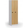 Kovová šatníková skrinka S1 zúžená, 2 oddiely, 1850 x 500 x 500 mm, demont, zámok s čítačkou RFID kariet, laminované dvere, buk Kovová šatníková skrinka S1 zúžená, 2 oddiely, 1850 x 500 x 500 mm, demont, zámok s čítačkou RFID kariet, laminované dvere, buk