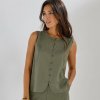 Blancheporte Top s prímesou ľanu khaki 052 Blancheporte Top s prímesou ľanu khaki 052