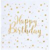 Servítky Happy Birthday bielo-zlaté 25cm 10ks Servítky Happy Birthday bielo-zlaté 25cm 10ks