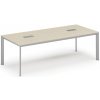 Rokovací stôl PRIMO INVITATION, 240x120 cm, breza + 2x stolná zásuvka TYP II, strieborná Rokovací stôl PRIMO INVITATION, 240x120 cm, breza + 2x stolná zásuvka TYP II, strieborná