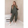 Fashionweek talianska súprava nohavíc a blúzky voľný pohodlný štýl K6171 khaki