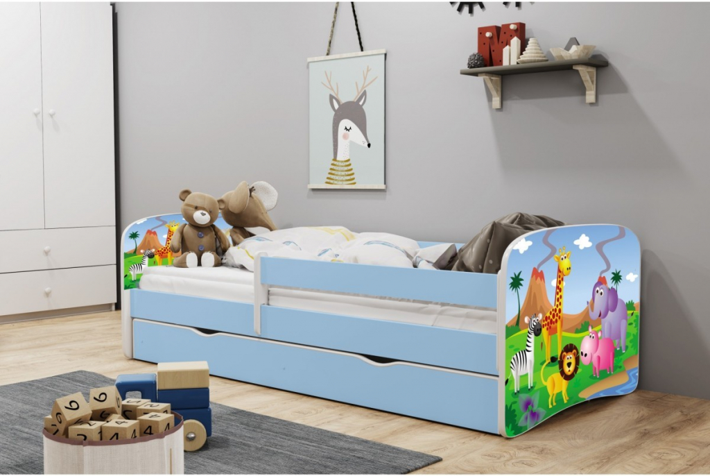 Kocot kids Babydreams safari modrá se šuplíky s matrací