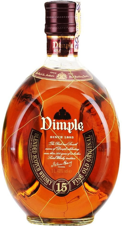 Dimple Whisky 15y 43% 1 l (čistá fľaša)