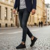 Pánske čierne elastické slipon tenisky Calvari Pánske čierne elastické slipon tenisky Calvari