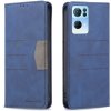 Peňaženkové kožené puzdro Splicing na Oppo Reno 7 5G - Modrá Peňaženkové kožené puzdro Splicing na Oppo Reno 7 5G - Modrá