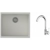 STRONG K-StrongSinks S3 Set drez Hron 530x460mm granit biela + Batéria Seina chróm STRONG K-StrongSinks S3 Set drez Hron 530x460mm granit biela + Batéria Seina chróm