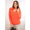 Kesi Dámsky sveter z baby alpaky s golierom a V-výstrihom Farba: Oranžová, Veľkosť: UNI Kesi Dámsky sveter z baby alpaky s golierom a V-výstrihom Farba: Oranžová, Veľkosť: UNI