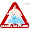 Samolepka na auto - s reflexným textom - bábo Gabriel Samolepka na auto - s reflexným textom - bábo Gabriel