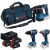 Sada Combo Bosch 18V: príklepová vŕtačka, skrutkovač, skrutkovač, taška 3x5Ah Sada Combo Bosch 18V: príklepová vŕtačka, skrutkovač, skrutkovač, taška 3x5Ah
