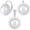Silvego Strieborné šperky s prírodnou perlou v bielej farbe - náušnice a prívesok LPS0156BW Silvego Strieborné šperky s prírodnou perlou v bielej farbe - náušnice a prívesok LPS0156BW