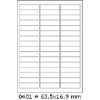 CDRmarket ETR01000401A4100 samolepiace etikety 63,5 x 16,9 mm, 48 etiket, A4, 100 listů, biela CDRmarket ETR01000401A4100 samolepiace etikety 63,5 x 16,9 mm, 48 etiket, A4, 100 listů, biela