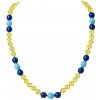 jantario Korálkový náhrdelník s jantárom, akvamarínom a lapis lazuli Hlas múdrosti 103108 jantario Korálkový náhrdelník s jantárom, akvamarínom a lapis lazuli Hlas múdrosti 103108