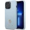 Guess iPhone 13 Pro Saffiano 4G Small Metal Logo modré