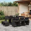 VidaXL 11-dielna súprava záhradného nábytku s poduškami, čierny PE ratan VidaXL 11-dielna súprava záhradného nábytku s poduškami, čierny PE ratan