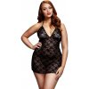 BACI - babydoll pre moletky - čipkovaný, s nákrčníkom - čierny (XL-XXL) BACI - babydoll pre moletky - čipkovaný, s nákrčníkom - čierny (XL-XXL)
