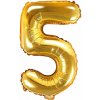 PartyDeco Fóliový balón Mini Číslo 5 zlatý 35cm PartyDeco Fóliový balón Mini Číslo 5 zlatý 35cm