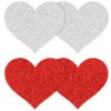 Nálepky na bradavky srdcia červená a strieborná 4 ks