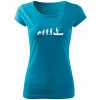 T-ričko Rybolov Evolúcia dámske tričko Farba trička: Tyrkysová, Farba potlače: Biela, Veľkosť: S T-ričko Rybolov Evolúcia dámske tričko Farba trička: Tyrkysová, Farba potlače: Biela, Veľkosť: S