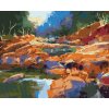 ZUTY Maľovanie podľa čísel TEČÚCA RIEK MEDZI KAMEŇMI V LESE Rámovanie bez rámu a bez vypnutia plátna Rozmer 80 x 100 cm