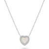Brilio Silver Trblietavý strieborný náhrdelník srdce s opálom NCL134W