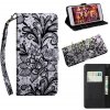 Peňaženkové puzdro 3D Painting Pattern na Huawei -Black Lace Peňaženkové puzdro 3D Painting Pattern na Huawei -Black Lace